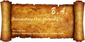 Bendekovits Avenár névjegykártya